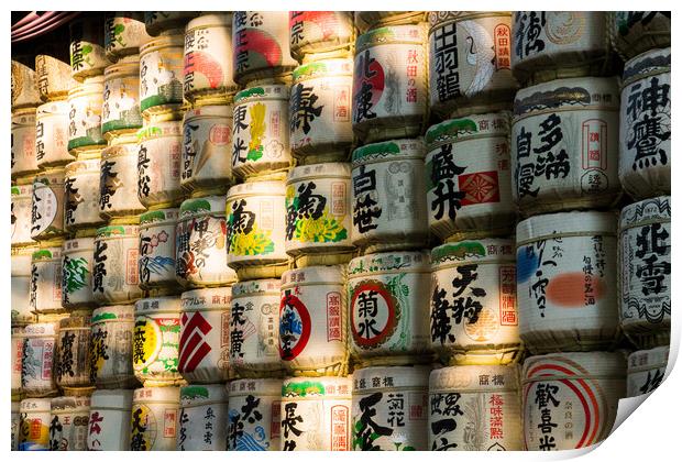 Barrels of sake Print by Kevin Livingstone