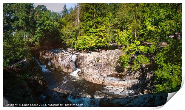 Waterfalls at Betws-y-Coed in Wales Print by Linda Cooke