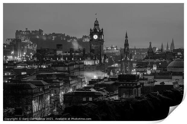Edinburgh Roof Tops at Night Print by Gary Clarricoates