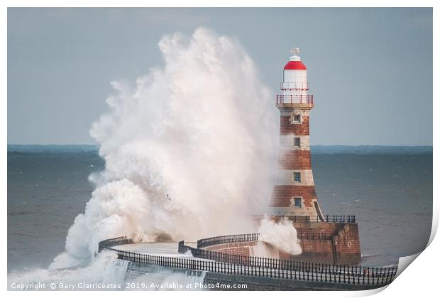 Roker Lighthouse Print by Gary Clarricoates