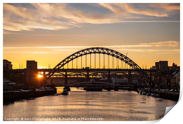 Tyne Bridge at Sunset Print by Gary Clarricoates