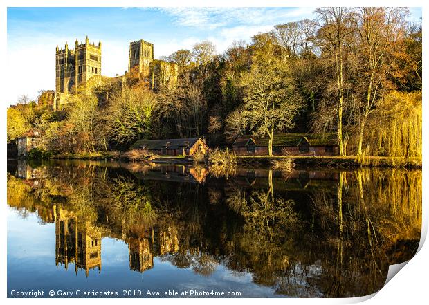 Reflections at Durham Cathedral Print by Gary Clarricoates