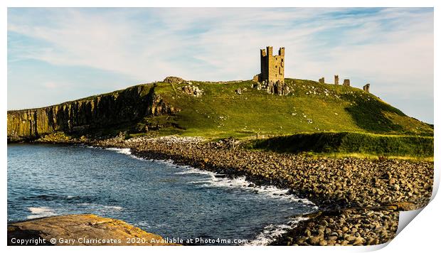 Dunstanburgh in the Afternoon Sun Print by Gary Clarricoates