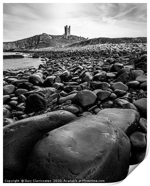 Dunstanburgh by the Rocks Print by Gary Clarricoates