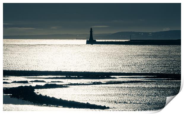 Roker Lighthouse in Liquid Metal Print by Gary Clarricoates