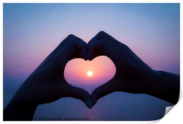 Hand Heart sunset  Print by Alan Hill