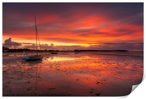 Sunset coastal scene of Poole Harbour Print by Alan Hill