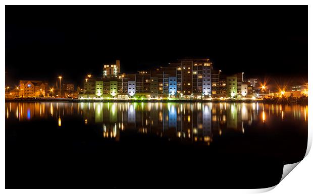 Poole Night Time Skyline Print by Alan Hill
