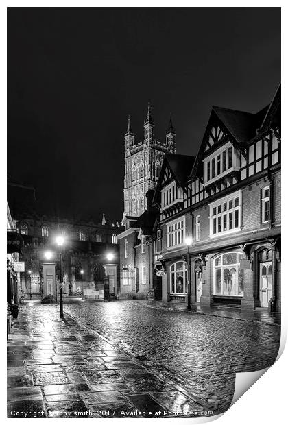 Gloucester Cathedral, Black and White Print by tony smith