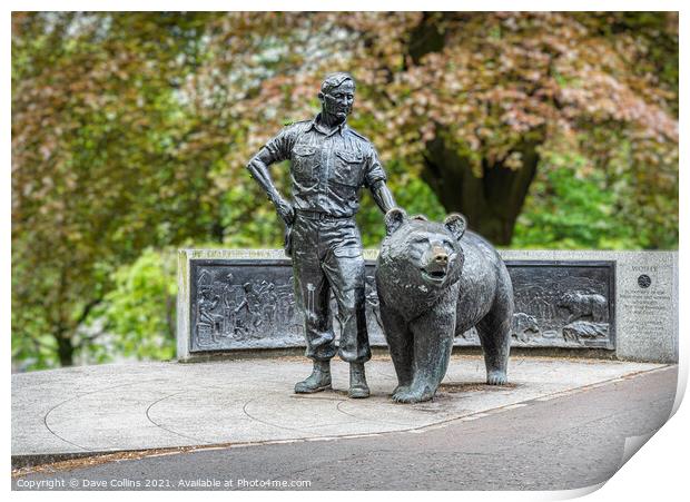 Wojtek, the Soldier Bear, Statue in Princes Street Public Gardens, Edinburgh, Scotland Print by Dave Collins