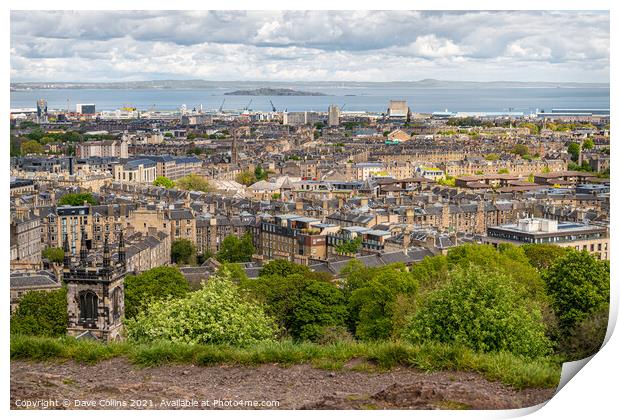 View of Edinburgh from Carlton Hill looking North at Leith, Scotland Print by Dave Collins