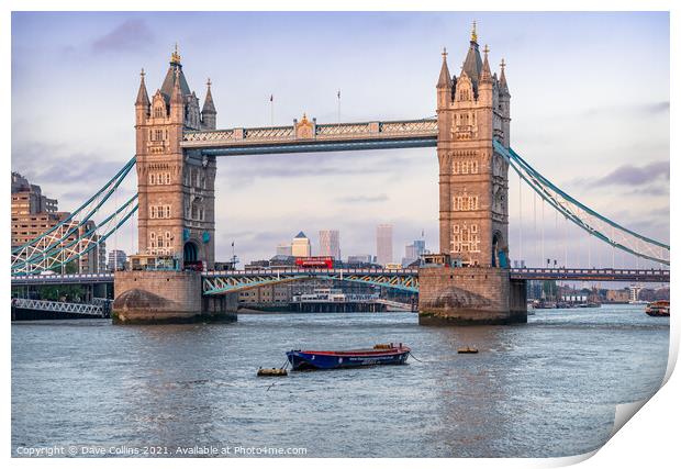 Tower Bridge over the River Thames at Dusk  Print by Dave Collins