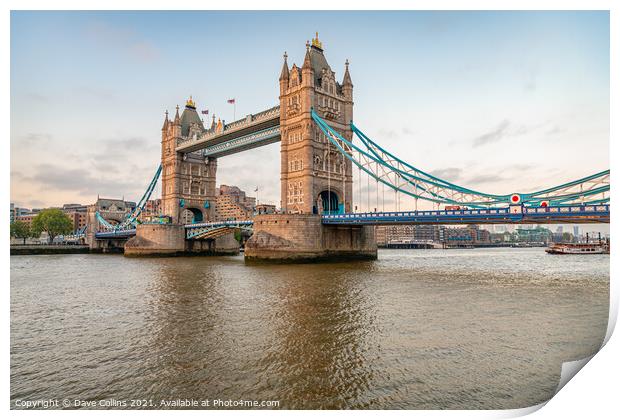 Tower Bridge over the River Thames at Dusk Print by Dave Collins