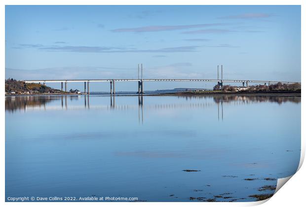 Kessock Bridge reflected in the Beauly Firth, Inverness, Scotland Print by Dave Collins