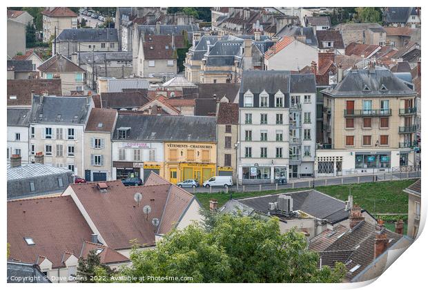 Buildings in the town of Chateau Thierry from the castle., Chateau Thierry, France Print by Dave Collins