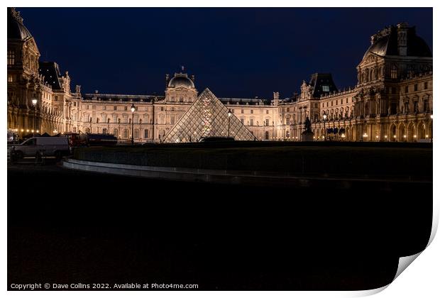 The Louvre illuminated at night from Place Du Carrousel, Paris, France Print by Dave Collins