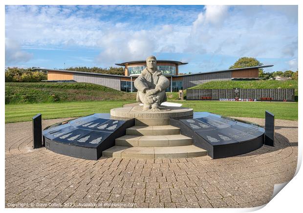 The central statue at the RAF Battle of Britain Memorial with the visitor centre in the background, Capel-le-Ferne, England Print by Dave Collins