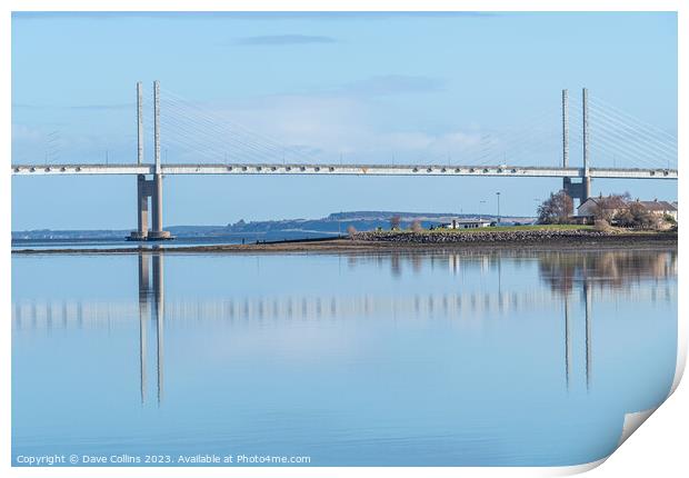 Kessock Bridge reflected in the Beauly Firth, Inverness, Scotland Print by Dave Collins