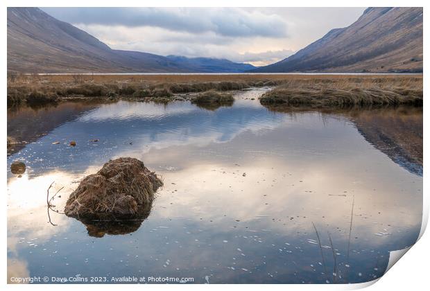 The meeting point of River Etive and the Loch Etiv Print by Dave Collins