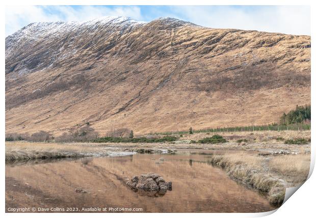 The meeting point of River Etive and the Loch Etive in the Highlands, Scotland Print by Dave Collins