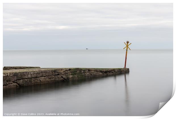Long Exposure of a pier and peir marker in Dun Laoghaire, Ireland Print by Dave Collins