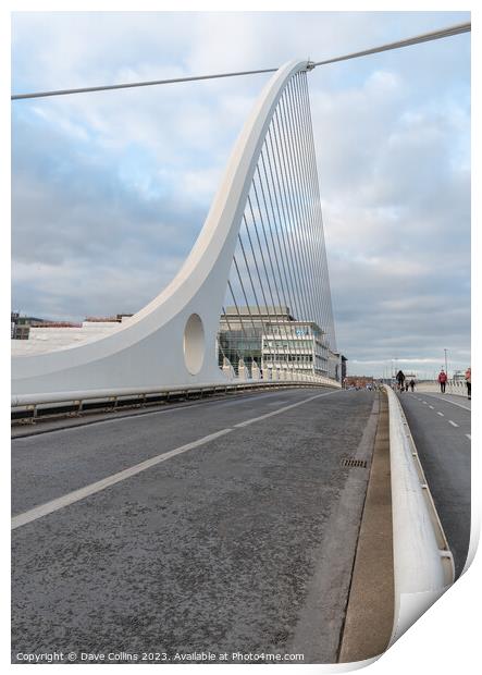 The Samuel Beckett Bridge over the River Liffey in Dublin, Ireland (From the middle of the bridge) Print by Dave Collins