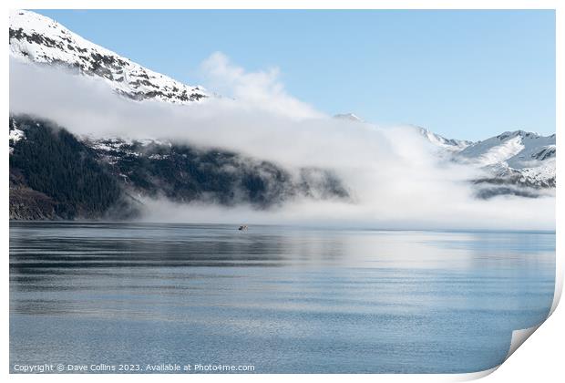 Fog on the mountains and sea in Passage Canal, Whi Print by Dave Collins
