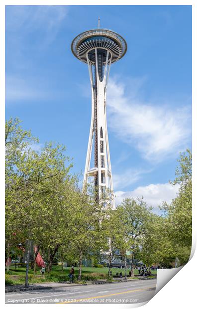 The Space Needle from Lower Queen Anne Street, Seattle, Washington, USA Print by Dave Collins