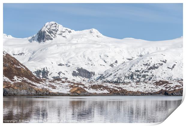 Snow covered Mountains around Prince William Sound, Alaska, USA Print by Dave Collins