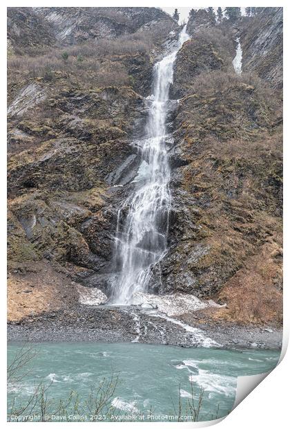 Bridal Veil waterfall on Highway 4, east of Valdez, Alaska, USA Print by Dave Collins