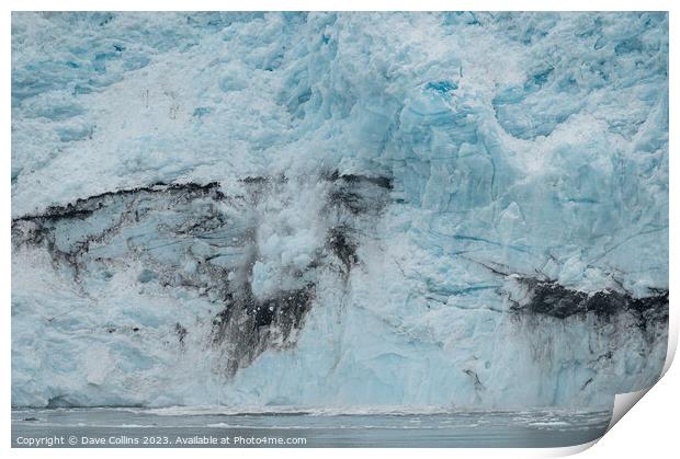 Ice falling from the front of a Tidewater Glacier, Alaska, USA Print by Dave Collins