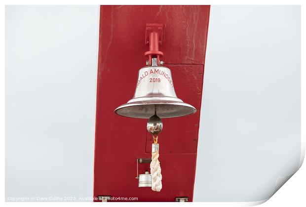 Ship's bell on the Hurtigruten Expedition ship Roald Amundsen, Alaska, USA Print by Dave Collins