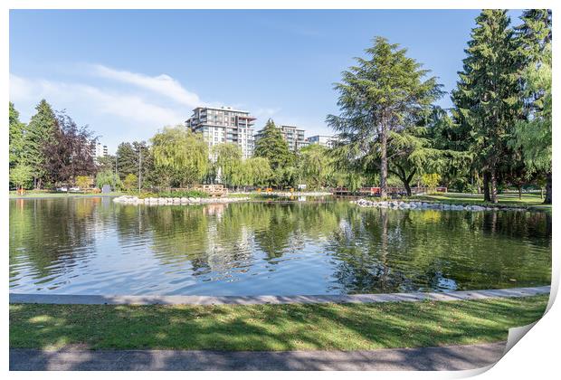 The large Pond in Minora Park in Richmond, Vancouver, Canada Print by Dave Collins