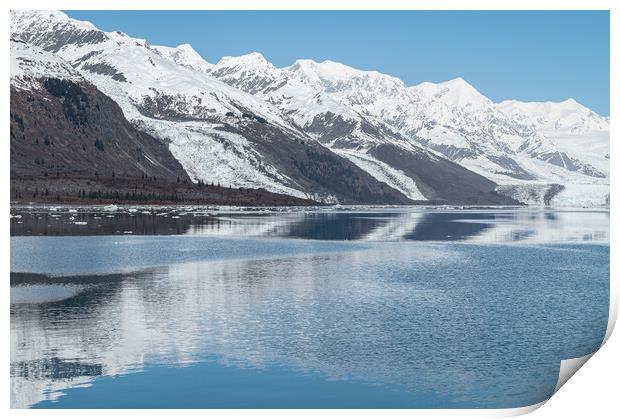 Tidewater Glacier reflected in the calm waters of College Fjord, Alaska, USA Print by Dave Collins