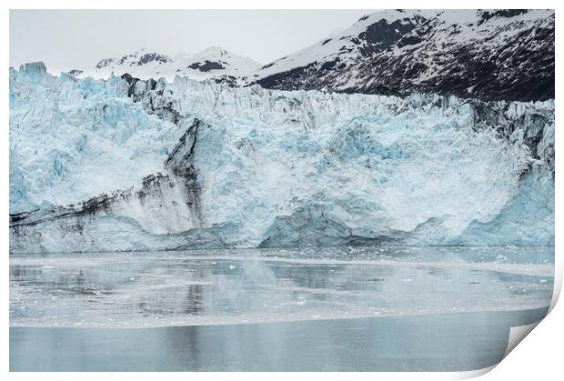 The ice and moraines at the front of a glacier, Alaska, USA Print by Dave Collins