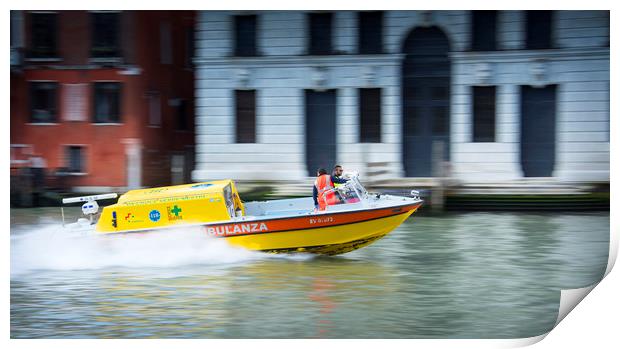 Emergency Ambulance in Venice. Print by Dave Collins