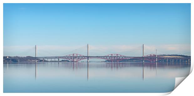 Bridges over Firth of Forth Print by Dave Collins