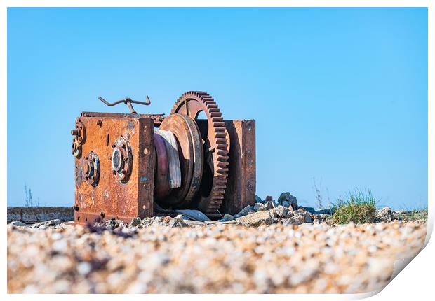 Rusty Winch, Dungeness, Kent, England Print by Dave Collins