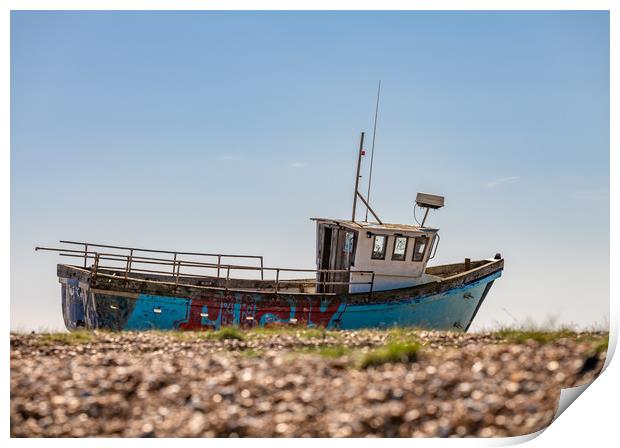 Beached Fishing Boat, Dungeness, Kent,England Print by Dave Collins