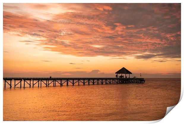 Sunset, Helengeli Island, Maldives Print by Dave Collins