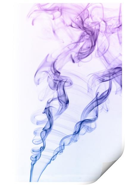 Artistic image of smoke with colour on a white bac Print by Dave Collins