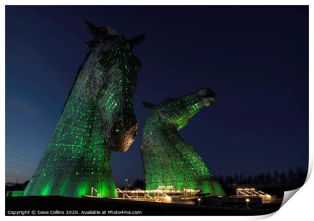 Kelpies, Falkirk, Scotland Print by Dave Collins