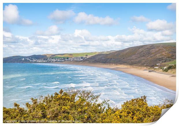 Putsborough and Woolacombe Beach Print by Dave Collins