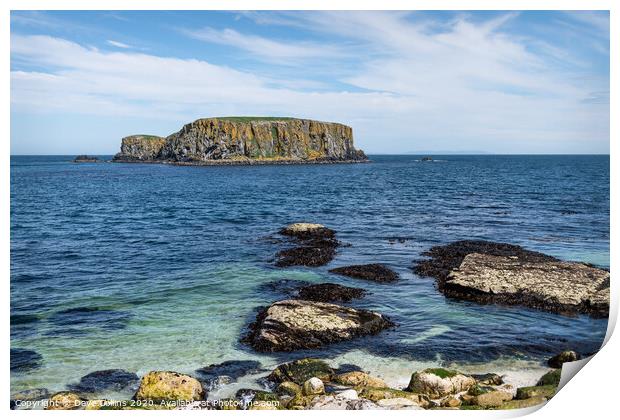 Sheep Island, Carrick-a-Rede, Ballintoy, Co Antrim, Northern Ireland Print by Dave Collins