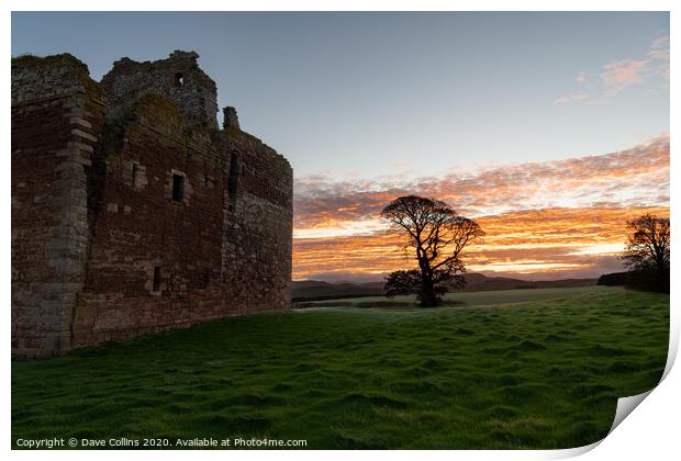Cessford Castle Remains at Dawn, Cessford, Scotland Print by Dave Collins
