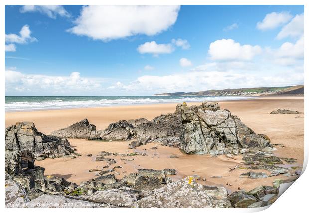 Putsborough and Woolacombe Beach Print by Dave Collins