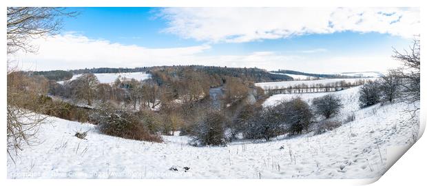 Panorama of Teviotvale in winter snow Print by Dave Collins
