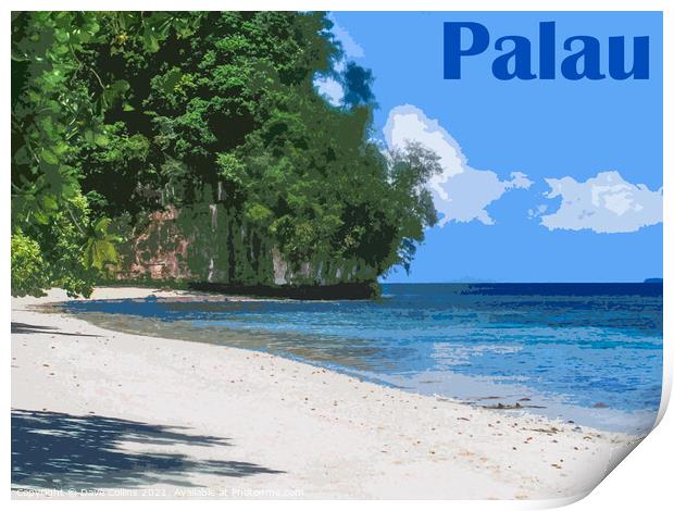 Beach Scene Digital Art, Palau, Micronesia Print by Dave Collins
