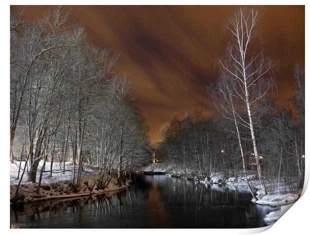 River at night Print by James Ford