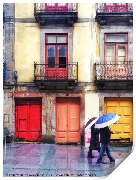 Colourful Porto, Portugal, in the rain Print by Richard Harris